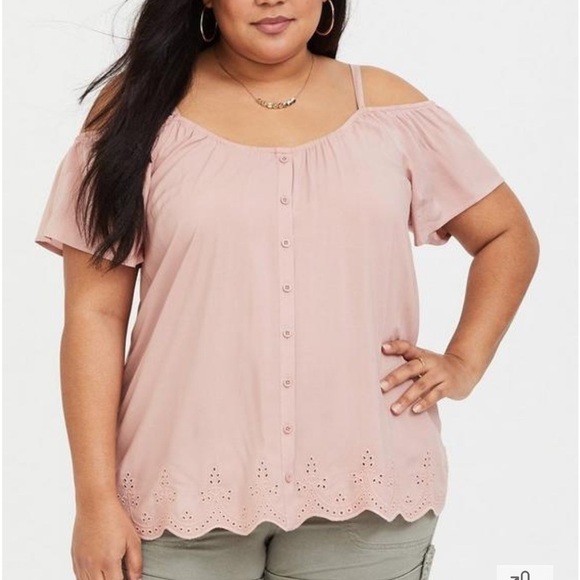 torrid Tops - Torrid Challis Cold Shoulder Top Mauve Pink Size 1 U